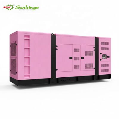 kopen Aangepaste 900KVA Driefasige Stille Dieselgenerator 50Hz Frequentie Afstandsbediening Lucht 12V DC Aangepaste Roze Kleur ATS Optie Nieuw online manufacture